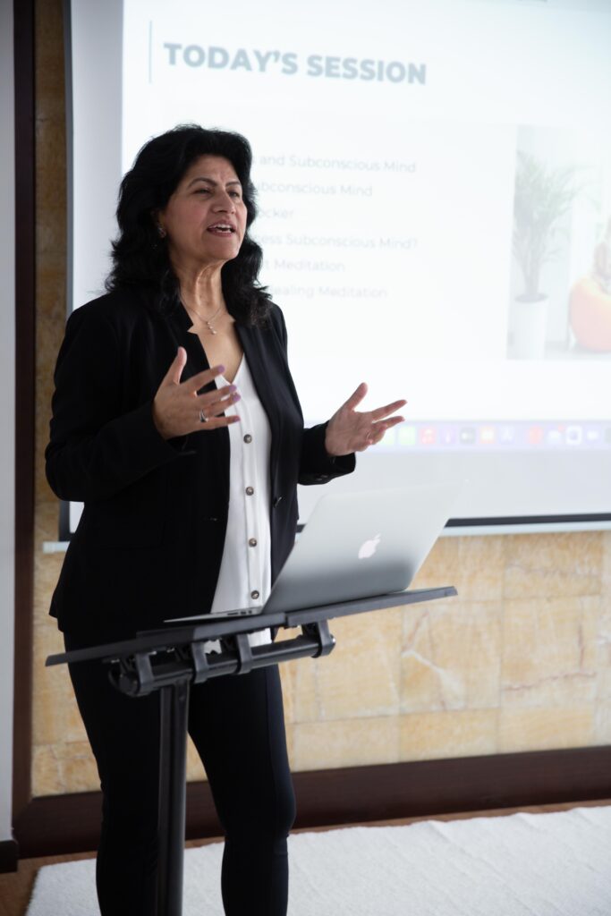 Anita Raina, top executive coach in Dubai conducting a group coaching session.